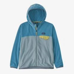 Patagonia Boy's Micro D Snap-T Fleece Jacket -Chic Fit Wear Shop 23680 STEAM BL W LAGO BLUE l