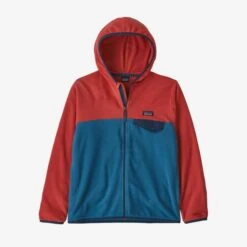 Patagonia Boy's Micro D Snap-T Fleece Jacket -Chic Fit Wear Shop 23680 WAVY BL W SUMAC RED l