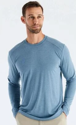 Men's Bamboo Midweight L/S 7 Men's Bamboo Midweight L/S -Chic Fit Wear Shop 24377 HEATHER SLATE BLUE l
