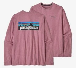 Patagonia Men's Long Sleeve P-6 Logo Responsibili-Tee -Chic Fit Wear Shop 27647 EVENING MAUVE l