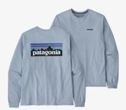 Patagonia Men's Long Sleeve P-6 Logo Responsibili-Tee -Chic Fit Wear Shop 27647 STEAM BLUE l