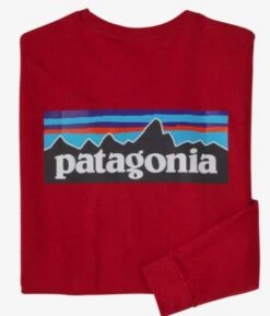 Patagonia Men's Long Sleeve P-6 Logo Responsibili-Tee -Chic Fit Wear Shop 27647 SUMAC RED l