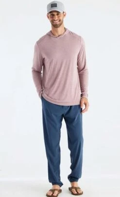 Men's Bamboo Shade Hoody -Chic Fit Wear Shop 29084 HEATHER ADOBE RED l