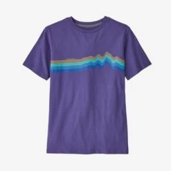Patagonia Boy's Regenerative Organic T -Chic Fit Wear Shop 30723 RIDGE RISE PE PURPLE l