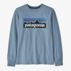 Patagonia Boys LS Regenerative Organic Cotton Graphic T -Chic Fit Wear Shop 30738 P6 LT PLUME GREY l