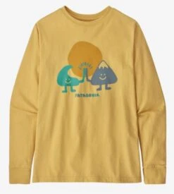 Patagonia Boys LS Regenerative Organic Cotton Graphic T -Chic Fit Wear Shop 30738 PEAK PALS YELLOW l