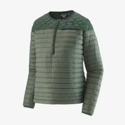 Patagonia Women's AlpLight Down Pullover -Chic Fit Wear Shop 30763 HEMLOCK GREEN l