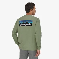Patagonia Men's Long Sleeve P-6 Logo Responsibili-Tee -Chic Fit Wear Shop p620logo20tee20alt2